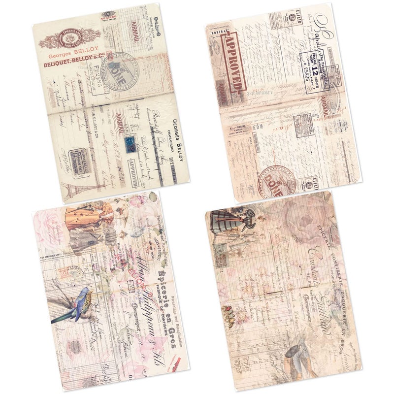 CrafTangles Decoupage Paper Pack - Vintage Journals 1 (A4) - 4 sheets - Image 1