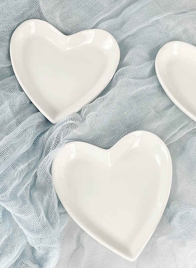 123Arts 6pcs Ceramic Heart Shape Jewelry Trays Jewelry Dishes Ring Holders Storage - Image 3