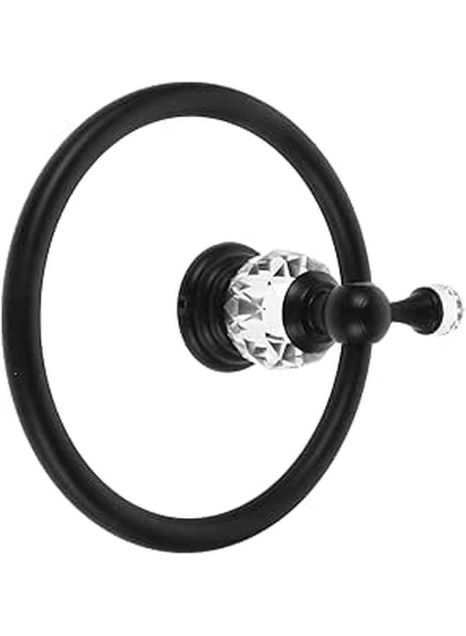 Modern Black Glass Towel Ring Wall Mounted Holder for Bathroom and Kitchen - Image 1