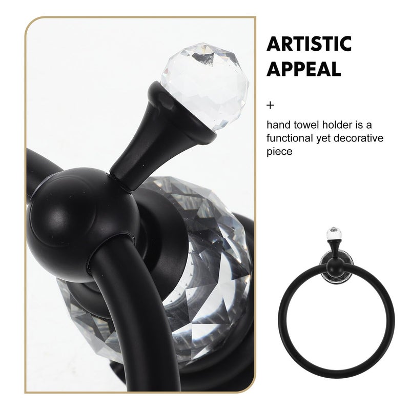 Modern Black Glass Towel Ring Wall Mounted Holder for Bathroom and Kitchen - Image 4