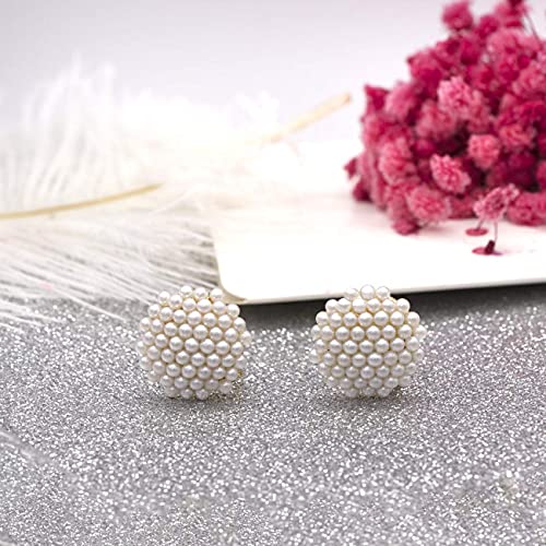YOQUCOL Simulated Pearl Golden Tone Big Clip On Earrings For Non Pierced Bridal-Elegant Jewelry for Women - Image 3