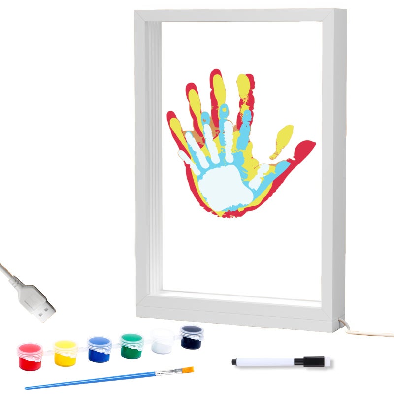LED light model, family multi-person DIY handprint photo frame, Valentine's Day creative commemorative gift, exclusive customization, warm night light - Image 1