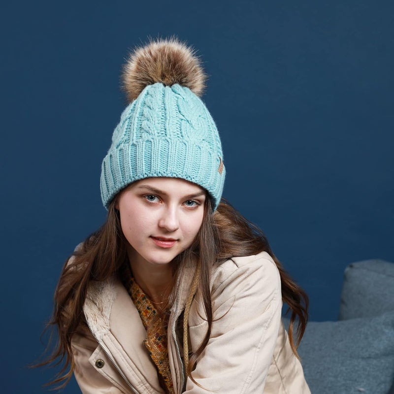 REDESS Women Winter Pompom Beanie Hat with Warm Fleece Lined, Thick Slouchy Snow Knit Skull Ski Cap - Image 4