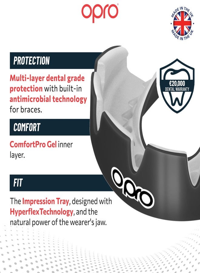 أوبرو واقي فم تقويم الأسنان OPRO Instant Custom-Fit، واقي فم طبيب الأسنان يتميز بقفص تركيب ثوري، راحة وحماية وملاءمة فائقة، واقي لثة تقويم الأسنان للرجبي والملاكمة والفنون القتالية المختلطة والهوكي (أسود) - Image 3