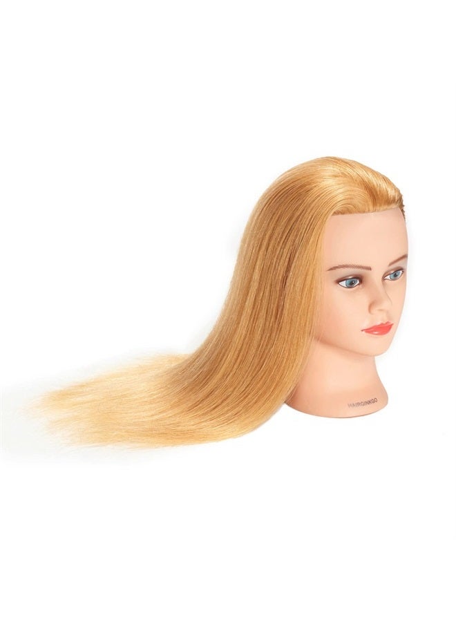 Hairginkgo Mannequin Head 20"-22" 100% Human Hair Manikin Head Hairdresser Training Head Cosmetology Doll Head for Styling Dye Cutting Braiding Practice with Clamp Stand (91812W2714) - Image 5