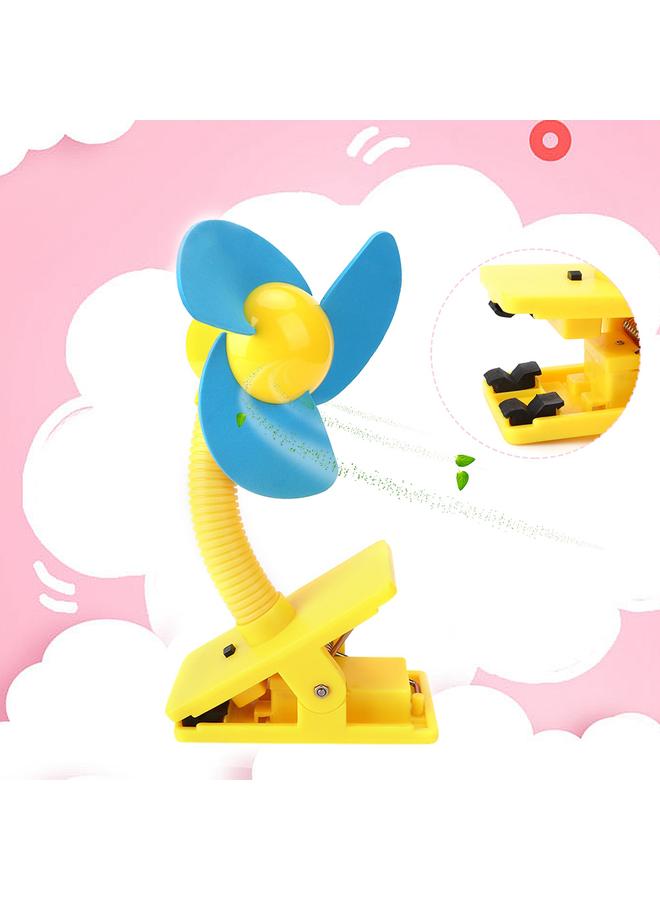 إسكدنيا Portable Battery USB Power Supply Baby Mulitpurpose Mini Fan (Yellow Clip Blue Blades) - Image 3