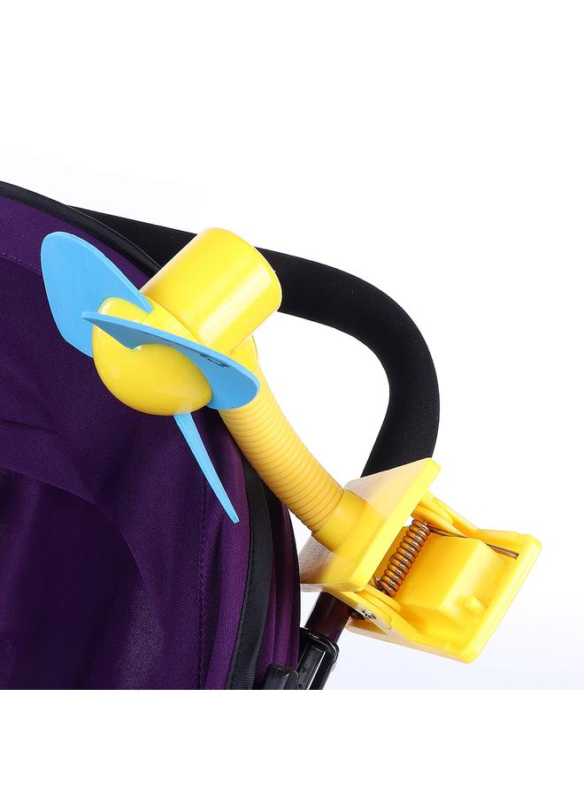 إسكدنيا Portable Battery USB Power Supply Baby Mulitpurpose Mini Fan (Yellow Clip Blue Blades) - Image 4