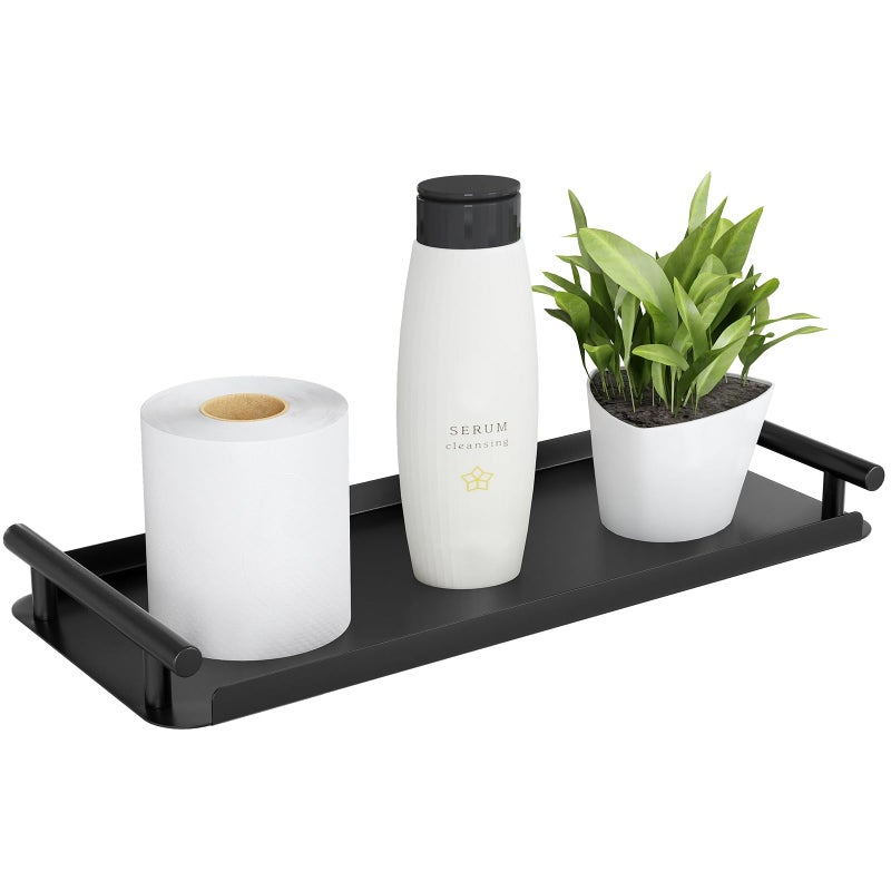 Toilet Paper Basket Stainless Steel Toilet Tank Tray with Handle for Organizing Toilet Paper Basket Storage for Toilet Tank Bathroom Kitchen Counter Black
