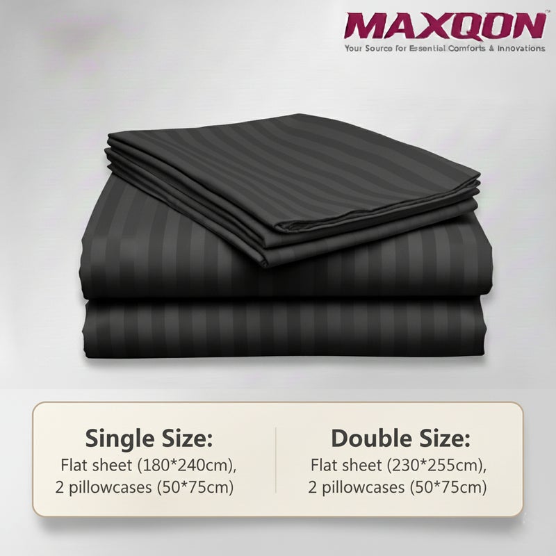 ماكسكون طقم ملاية سرير مايكروفايبر فاخر مكوّن من 3 قطع – ملاية مسطحة مقاس (230×255 سم) مع 2 كيس وسادة (50×75 سم) – ناعم جداً، قابل للتنفس، ومقاوم للتجاعيد – مناسب لأسرة الكوين والكينج – مثالي للاستخدام المنزلي والفندقي - Image 3