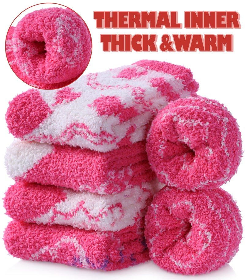 LINEMIN Womens Fuzzy Socks Cozy Fluffy Winter Slipper Warm Thick Fleece Soft Home Sleeping Socks (Pink Heart-shaped) - Image 5