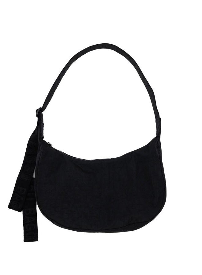 BAGGU Medium Nylon Crescent Bag - Black, Black, Medium Nylon Crescent Bag - Image 1