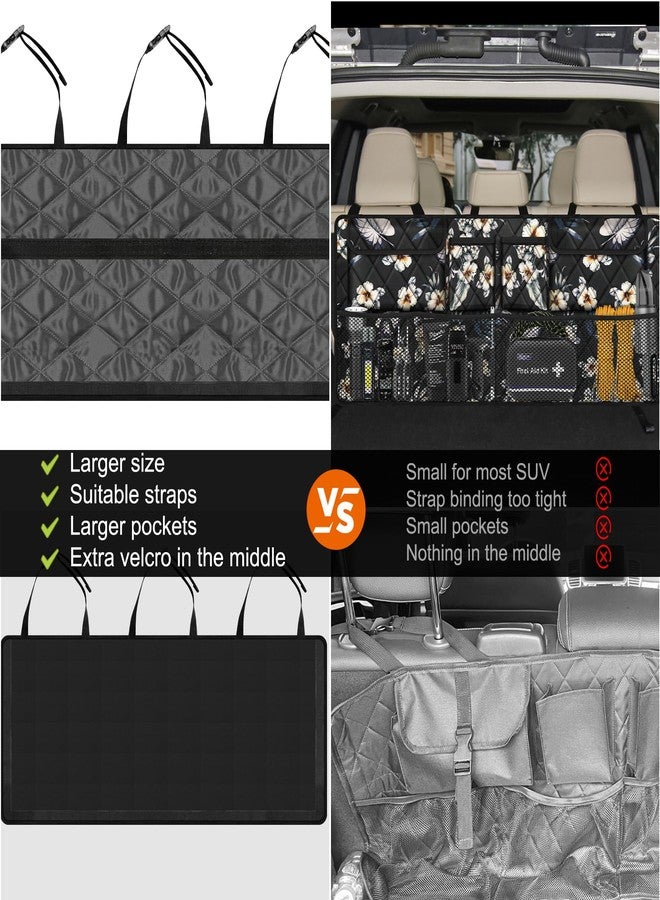 Femuar Car Trunk Organizer,Large Capacity Backseat Trunk Organizer(42"*18"),Collapsible Car Storage Bag with 8 Pocekt,Car Organizer for SUV/MPV/Truck - Hibiscus - Image 2