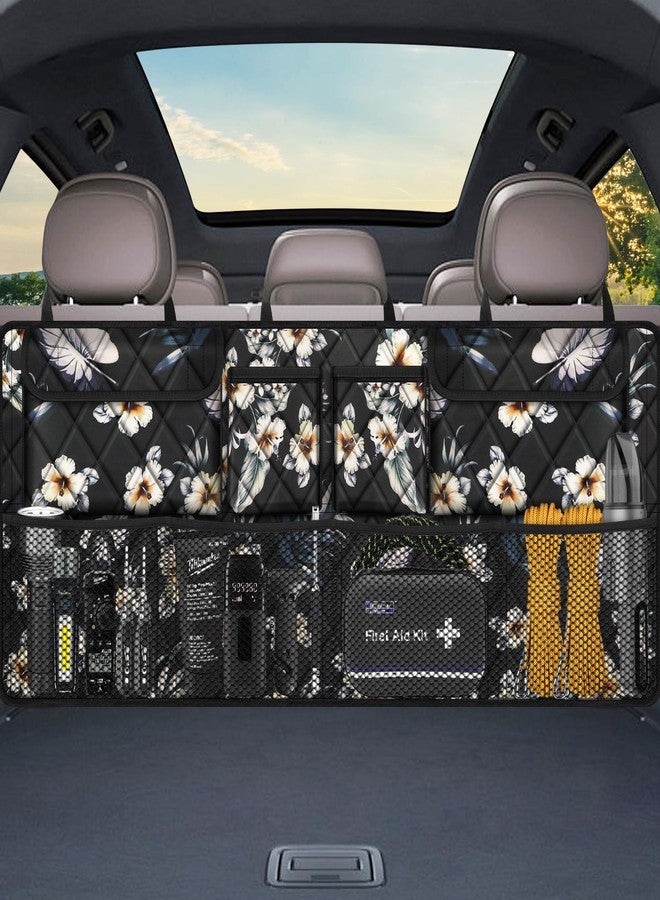 Femuar Car Trunk Organizer,Large Capacity Backseat Trunk Organizer(42"*18"),Collapsible Car Storage Bag with 8 Pocekt,Car Organizer for SUV/MPV/Truck - Hibiscus - Image 1