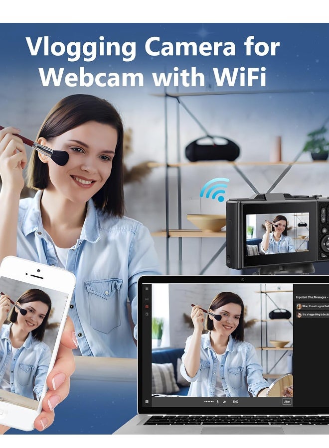 Super ZYouth Digital Camera,5K Vlogging Camera with 64GB SD Card, 75MP Point and shoot Camera, 18X Zoom, Camera for Photography and Video, kids Camera with 3'' Flip Screen，for Boys & Girls (Black) - Image 2