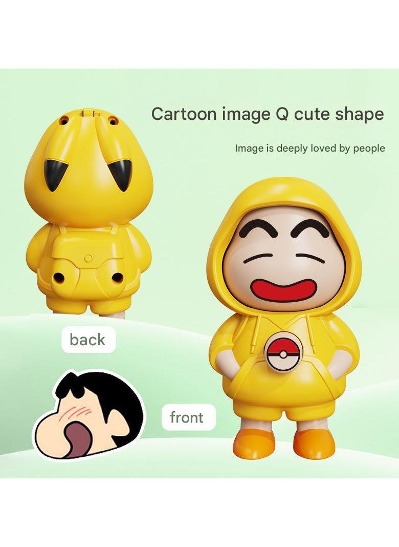 Generic - Crayon Shinchan x Pikachu 3-in-1 Transforming Keychain Toy - Press Poké Ball to Switch Faces, Gift for Kids/Anime Fans - Image 1