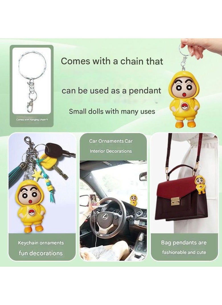 Generic - Crayon Shinchan x Pikachu 3-in-1 Transforming Keychain Toy - Press Poké Ball to Switch Faces, Gift for Kids/Anime Fans - Image 1