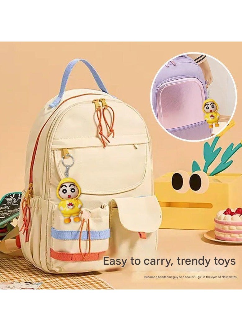 Generic - Crayon Shinchan x Pikachu 3-in-1 Transforming Keychain Toy - Press Poké Ball to Switch Faces, Gift for Kids/Anime Fans - Image 1