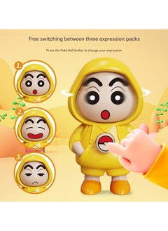 Crayon Shinchan x Pikachu 3-in-1 Transforming Keychain Toy - Press Poké Ball to Switch Faces, Gift for Kids/Anime Fans