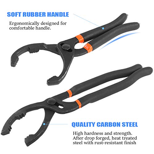 GLARKS 2Pcs 10" and 12" Long Handle Grip Oil Filter Pliers Set Adjustable Angle Hand Oil Filter Wrench for Auto Motorcycle and Trucks Use - Image 3