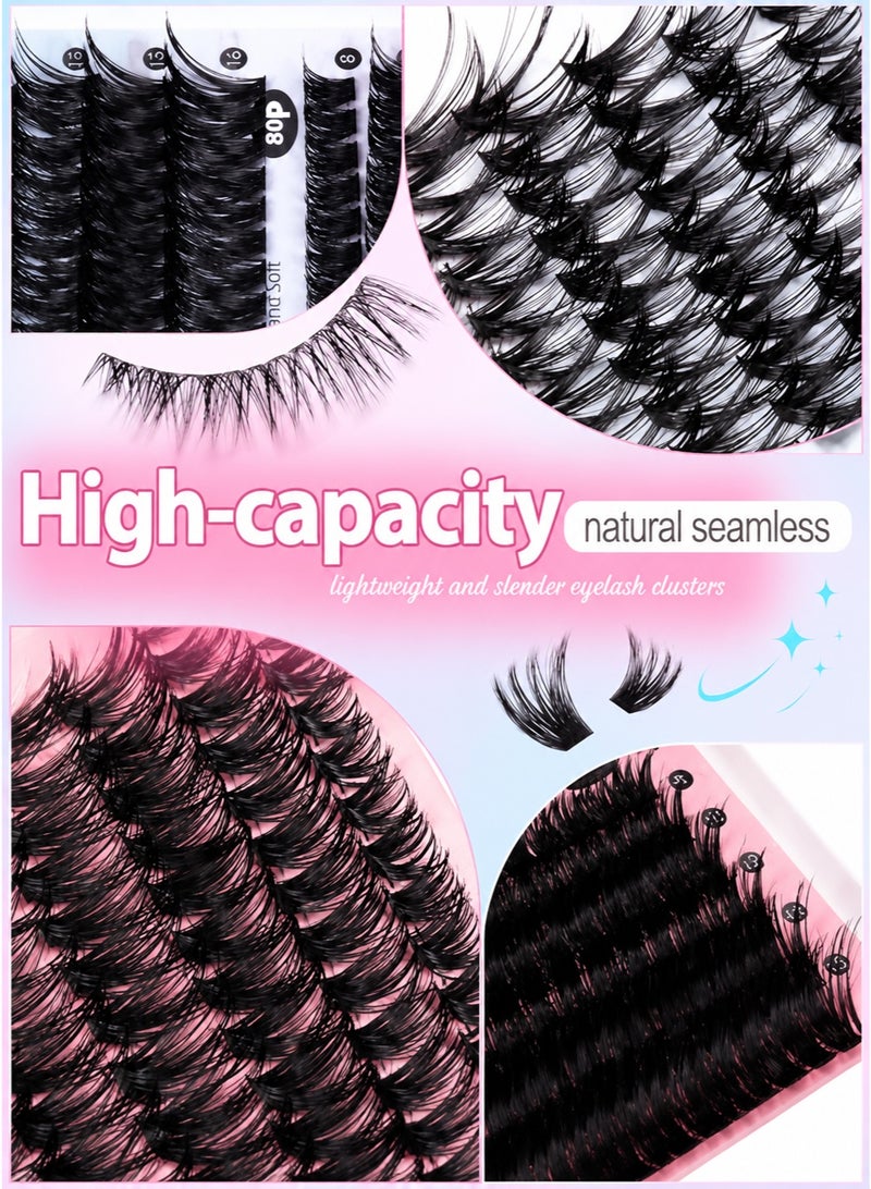 576pc DIY Lash Extension Kit: Wispy Individual Lash Clusters with Bond & Tweezer Set - At-Home False Eyelashes for Women - Image 4