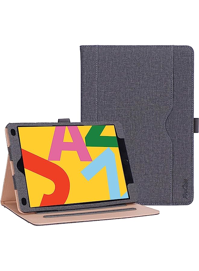Procases Ipad 10.2 Inch Case 2021 9Th / 2020 8Th / 2019 7Th Generation Ipad Case, Leather Vintage Stand Folio Cover Protective Case For 10.2" Ipad 9Th Gen / 8Th Gen / 7Th Gen -Grey - Image 1
