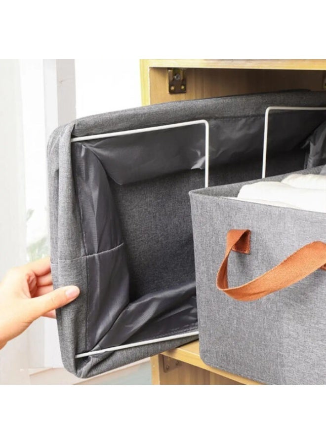3-Piece Modern Wardrobe Organizer Box - Wardrobe Storage Box - Oxford Fabric for Jeans, Clothes, and Jackets - Foldable Fabric Storage Box - Fabric Wardrobe Organizer - Large Storage Box with Handles - Dressing Room Organizer - Image 5