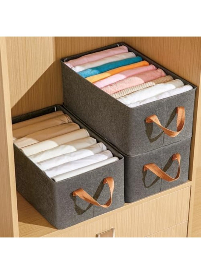 3-Piece Modern Wardrobe Organizer Box - Wardrobe Storage Box - Oxford Fabric for Jeans, Clothes, and Jackets - Foldable Fabric Storage Box - Fabric Wardrobe Organizer - Large Storage Box with Handles - Dressing Room Organizer - Image 1