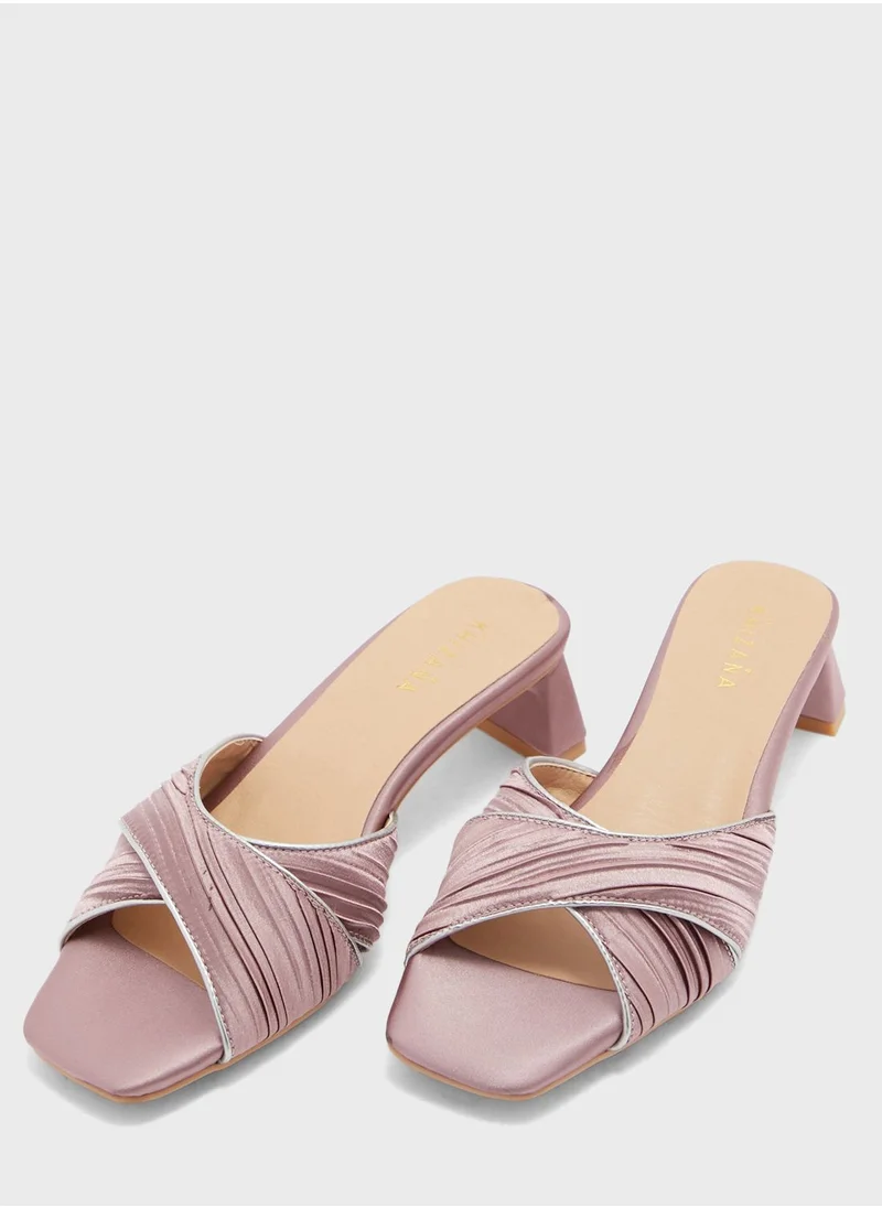 Khizana Metallic Trim Satin Sandal