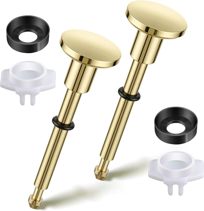 Enhon 2 Set Tub Spout Diverter Repair Kit, Includes 2 x Diverter Valve Stems, 2 x Cup Seals and Gates, Bathroom Shower Bathtub Leaky Faucet Repair Replacement Parts (Polished Brass,Classic) - Image 1