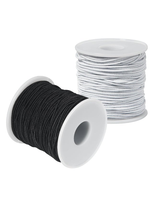 Elastic String, Bracelet Rope, 2 Rolls 1.2MM Elastic String for Bracelets Making, Nylon Beading Cord Elastic String, for Crafting Bracelet Necklace Jewelry Making (Black and White) - Image 1