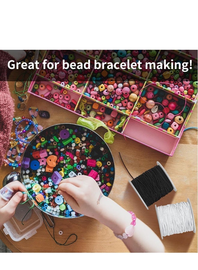 Elastic String, Bracelet Rope, 2 Rolls 1.2MM Elastic String for Bracelets Making, Nylon Beading Cord Elastic String, for Crafting Bracelet Necklace Jewelry Making (Black and White) - Image 5