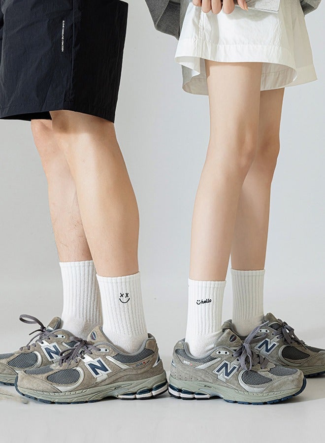 2 Ppairs Of White Middle Tube Socks, Novelty Couple Socks, Adult Men And Women Middle Tube Socks, Valentine's Day Gift  - Image 1
