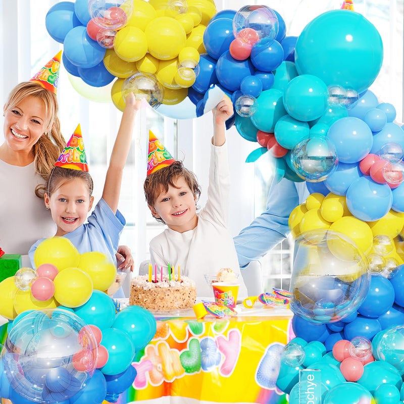 Tesochye 152pcs Cartoon Sponge Balloon Arch Kit,Yellow Blue Pink Clear Balloons For Cartoon Sponge Baby Shower Party Decorations Under The Sea Ocean Theme Birthday Party Supplies - Image 4