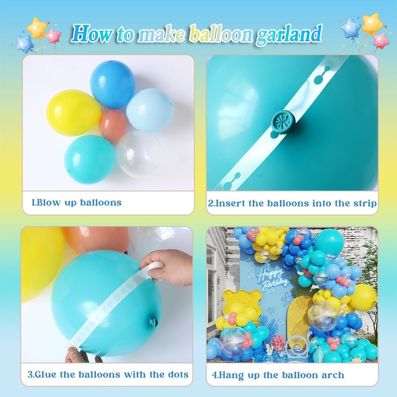 Tesochye 152pcs Cartoon Sponge Balloon Arch Kit,Yellow Blue Pink Clear Balloons For Cartoon Sponge Baby Shower Party Decorations Under The Sea Ocean Theme Birthday Party Supplies - Image 3