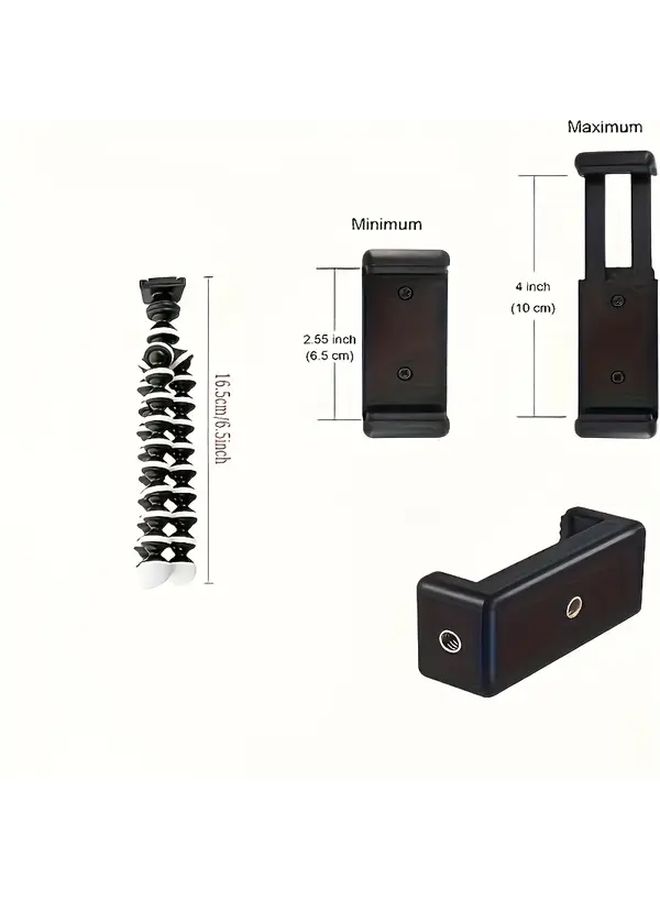 Black Desktop Mini Tripod Stand With Phone Holder For Live Streaming Selfie - Image 2
