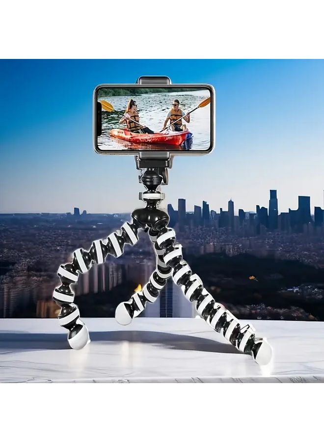 Black Desktop Mini Tripod Stand With Phone Holder For Live Streaming Selfie - Image 3