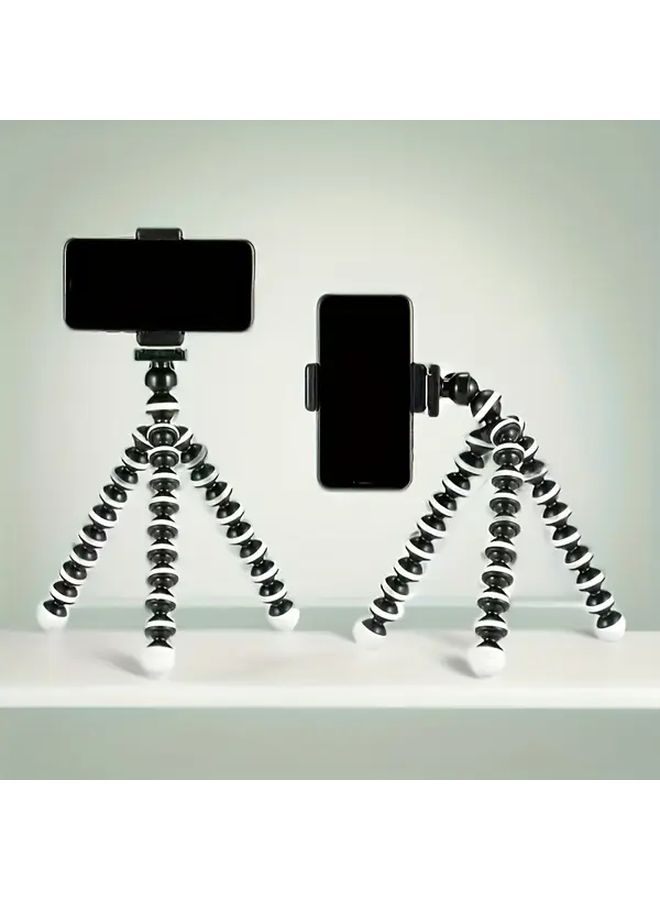 Black Desktop Mini Tripod Stand With Phone Holder For Live Streaming Selfie - Image 1