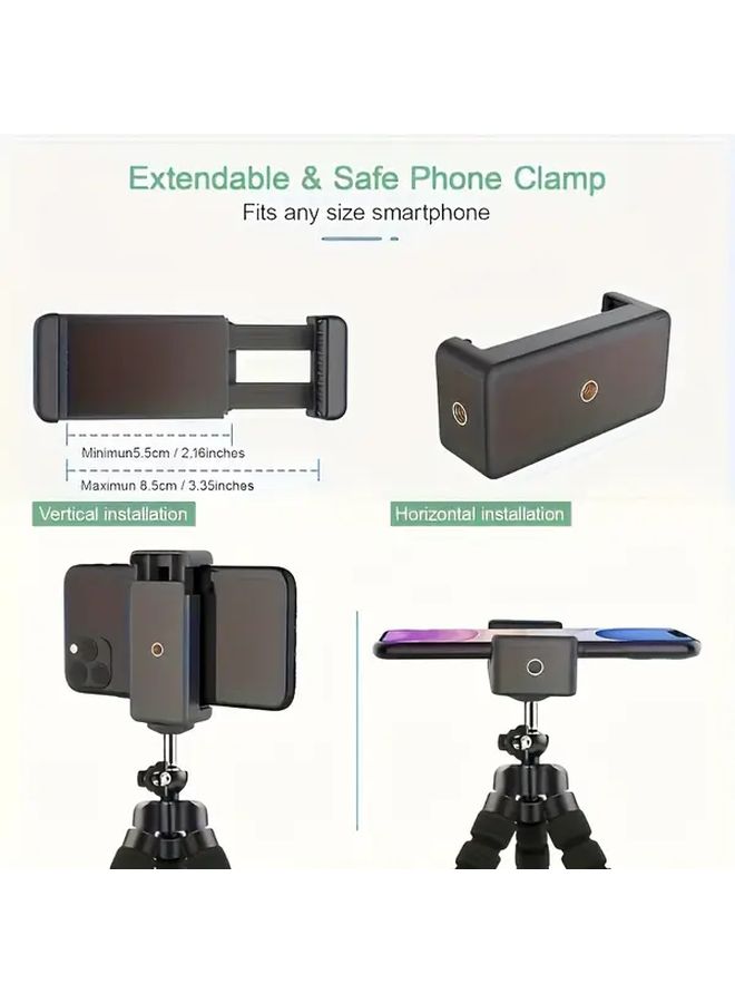 Black Desktop Mini Tripod Stand With Phone Holder For Live Streaming Selfie - Image 4