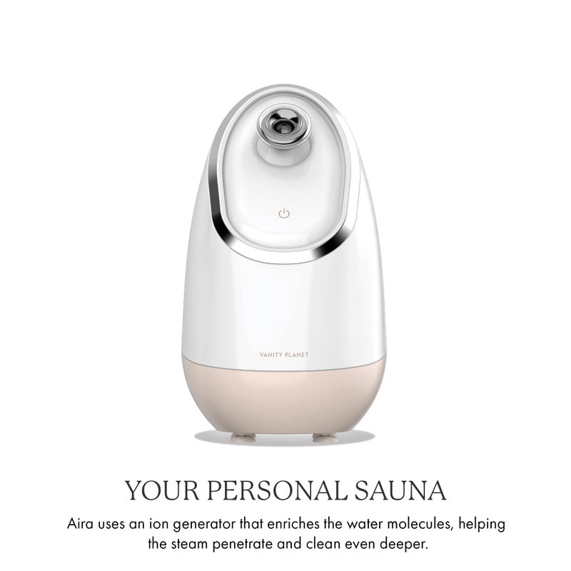 Vanity Planet Aira Ionic Facial Steamer (Beige) - Pore Cleaner That Detoxifies, Cleanses and Moisturizes - Adjustable Nozzle, Water Tank with 3 Essential Oil Baskets - Image 3