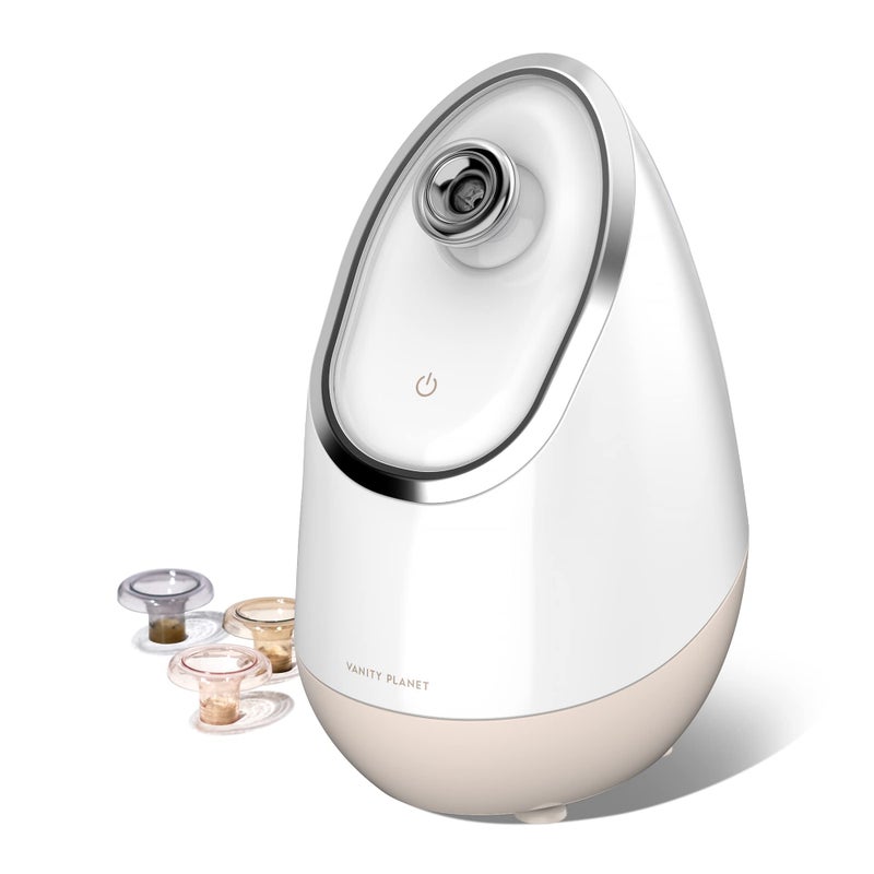 Vanity Planet Aira Ionic Facial Steamer (Beige) - Pore Cleaner That Detoxifies, Cleanses and Moisturizes - Adjustable Nozzle, Water Tank with 3 Essential Oil Baskets - Image 1