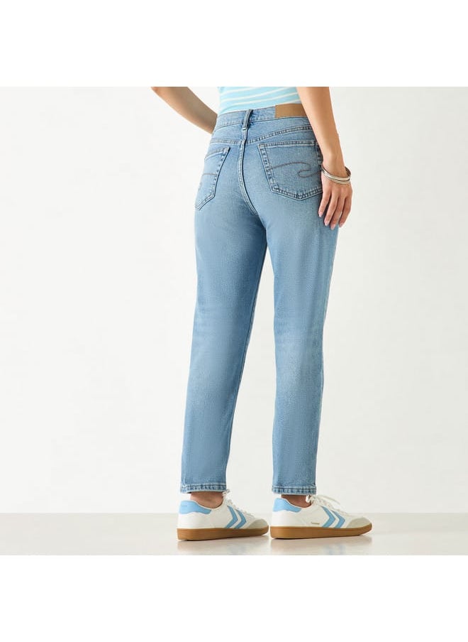 Lee Cooper Solid Regular Fit Jeans with Pockets