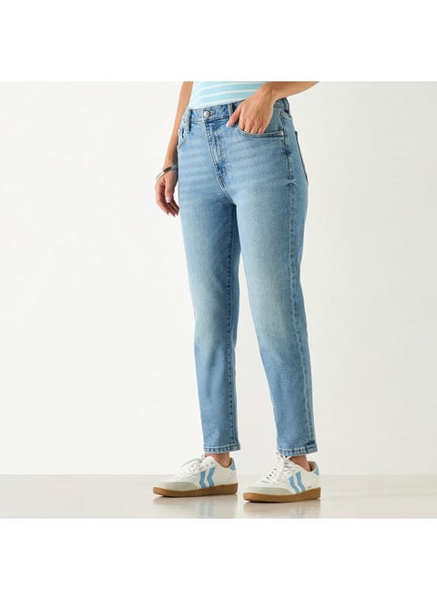 Lee Cooper Solid Regular Fit Jeans with Pockets