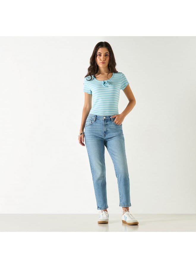 Lee Cooper Solid Regular Fit Jeans with Pockets