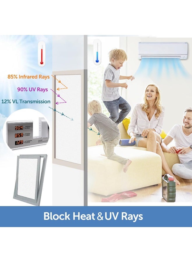 HIDBEA Frosted Window Privacy Film - Non Adhesive Static Cling glass Stickers Sun UV Blocking Heat Control Door Covering Decals for Home Office(35.4 x 393.7 Inch) - Image 4