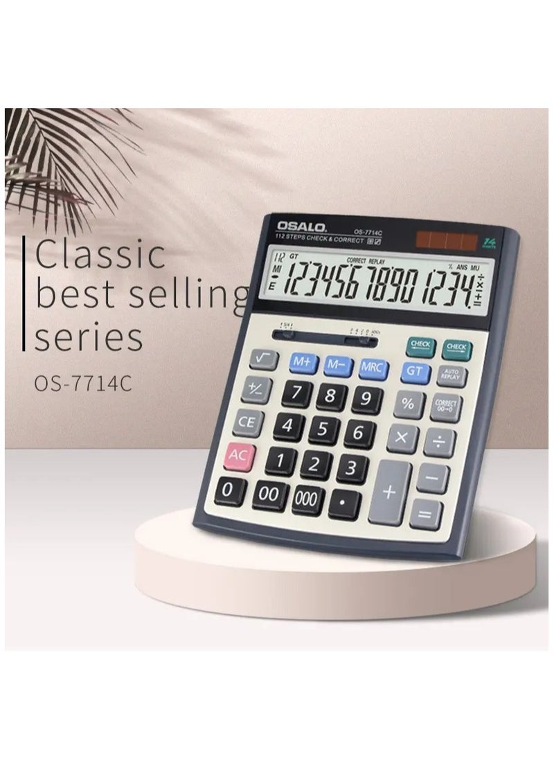 OSALO - Calculator, Desk Calculator With Large Display, Big Button Office Calculators,Smart Calculators,Tax Rate Calculator, Financial Accounting Calculator, Solar Calculator , Multifunctional Electronic Calculator With Large Buttons Suitable For Accountants And Business Managers - Image 1