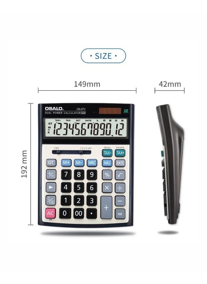 OSALO - Calculator, Desk Calculator With Large Display, Big Button Office Calculators,Smart Calculators,Tax Rate Calculator, Financial Accounting Calculator, Solar Calculator , Multifunctional Electronic Calculator With Large Buttons Suitable For Accountants And Business Managers - Image 1
