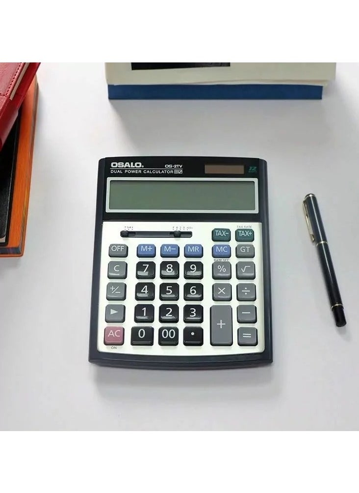 OSALO - Calculator, Desk Calculator With Large Display, Big Button Office Calculators,Smart Calculators,Tax Rate Calculator, Financial Accounting Calculator, Solar Calculator , Multifunctional Electronic Calculator With Large Buttons Suitable For Accountants And Business Managers - Image 1