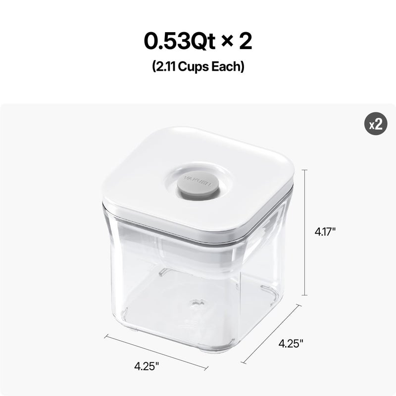 VAKUEN Premium Airtight Food Storage Containers, 2PC-SET(0.53qt), Smart One-Click Seal Lid, Patented Double Silicone Lining, 100% Leak Proof, BPA-FREE, Dishwasher, Freezer & Microwave Safe - Image 2