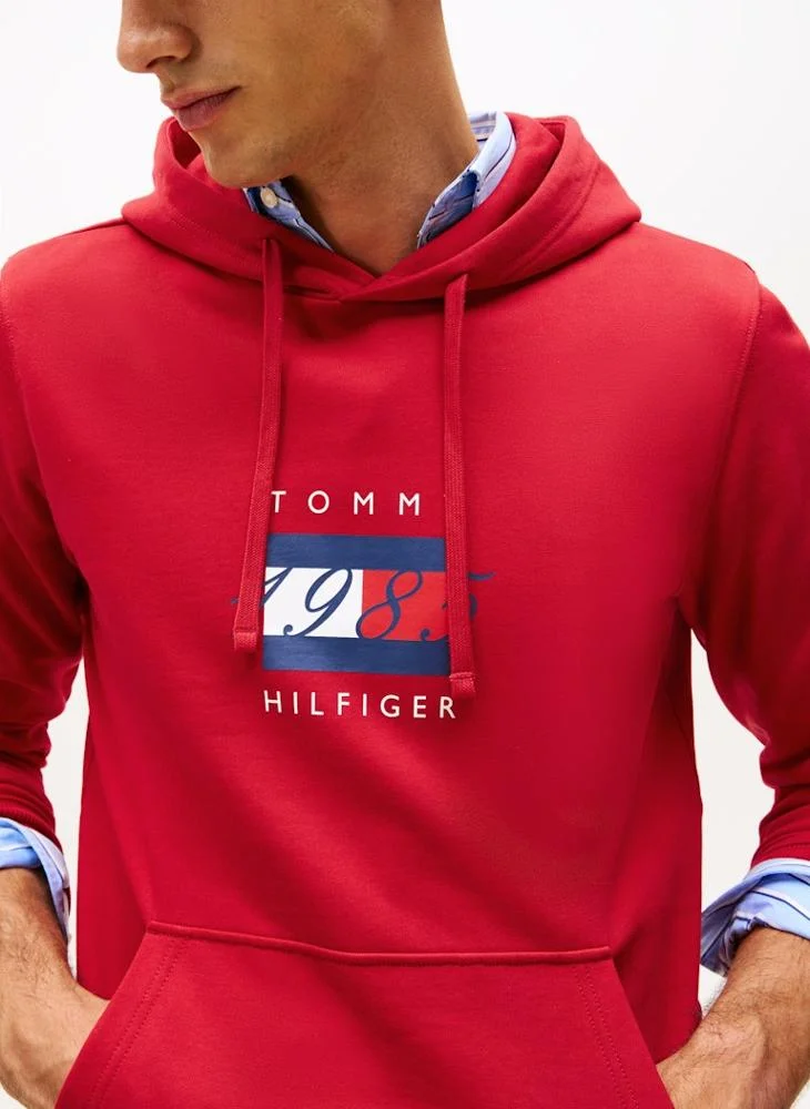 Tommy Hilfiger Red Flag Graphic Drawstring Hoody for Men | Best Price UAE