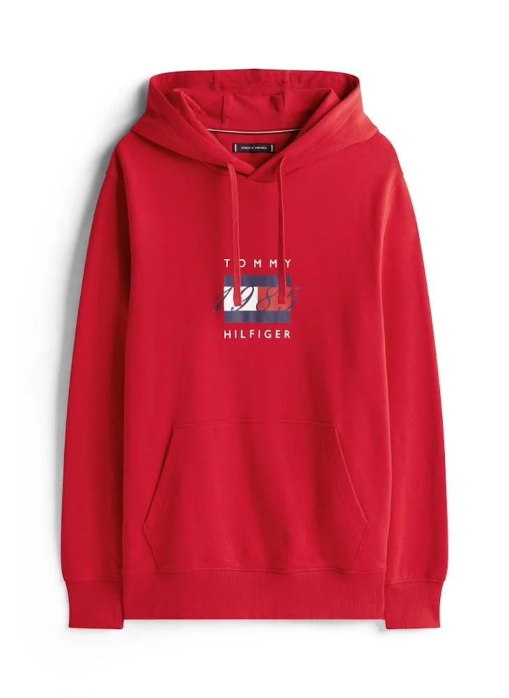 Tommy Hilfiger Red Flag Graphic Drawstring Hoody for Men | Best Price UAE